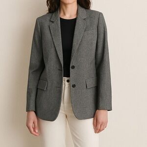 Everlane Gray Herringbone The Oversized Blazer in Wool
